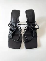 ZARA fekete bőr magassarkú papucs, Size 39 (566130)