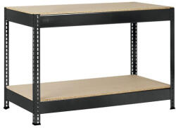 Hobbytools. ro Raft metalic cu 2 polițe din lemn 870x600x1300 mm max. 250 kg/poliță, montaj rapid cu cleme (hobh10591451) Raft