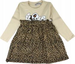 Atabay Hosszú Ujjú Pamut Ruha, leopárdmintás, Love, Size 116/122