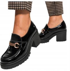 Casu Fekete Női Bőr Mokaszin Széles Építőkockával Lengyel Termék 37-es (7087640000372)