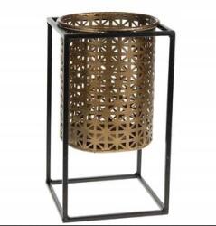 Westwing Virágtartó állvány Krovie fekete arany fém átm. 15 cm