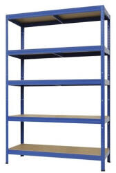 Hobbytools. ro Raft metalic cu 5 polițe din lemn 1200x600x1800 mm max. 250 kg/poliță, montaj rapid cu cleme, albastru (HOBH10131477) Raft