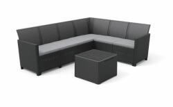 Keter Claire 6 Személyes Műrattan Sarokgarnitúra Kerti Bútor Szett Párnatartós Asztallal