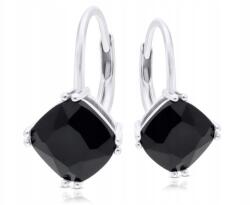 Tessoria Ezüst Fülbevaló Fekete Cirkónia Köves Lógós Női Csillogó Ag 925 (211612)