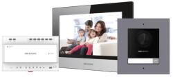 Hikvision Kit videointerfon IP Hikvision DS-KIS702, conexiune pe 2 fire, pentru o singura familie, componenta kit: post exterior DS-KD8003-IME2/Surface x 1buc, post interior DS-KH6320-WTE2 x 1buc, distribuitor 