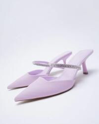 ZARA lila spicc papucs, Size 36, szövet, magassarkú, strasszos (566204)