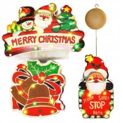  3x Karácsonyi Led Ablakdísz, Színes, Elemes (296257307)