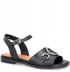 TYMOTEO Lapos bőr szandál Tymoteo G1060 Fekete 39 (TYMOTEO G1060 CZARNE LICO)