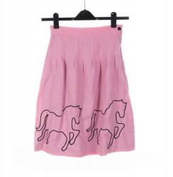 Női Paperdoll Szoknya Rózsaszín MIDI Lovakkal S