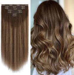  Valódi Haj Felcsatolható Póthaj Remy Klipszes Hajhosszabbítás Szett 55cm (231007960)