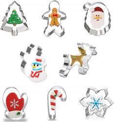  Karácsonyi Fém Kiszúró Szett, 8db, süteményekhez, mézeskalácshoz (309151667)