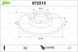 VALEO Disc frana VALEO COATED 672515 (672515)
