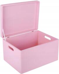 Creative Deco Rózsaszín fa tárolódoboz fogantyúkkal, dekorációs, játékoknak, ajándéknak, 40x30x24 cm (X00127217N)