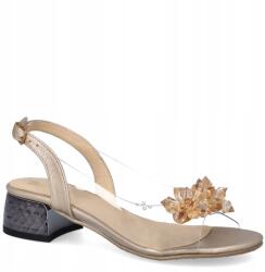 TYMOTEO Szilikon alacsony sarkú szandál Tymoteo 476-37 Arany 36 (TYMOTEO 4776-37 ZŁOTY)