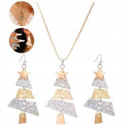 Vintázs Fém Karácsonyfa Fülbevaló És Nyaklánc Szett Női Karácsonyi Ajándéknak