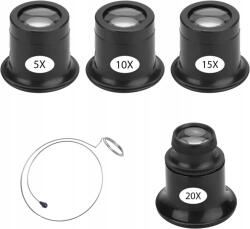 Amazon 4 Darabos Ékszerész/órás Lupa Készlet, 5/10/15/20x Nagyítással (320351939)
