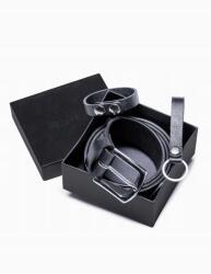 Ombre Férfi bőr szett öv kulcstartó karkötő V2 A852 S/m fekete (168404)