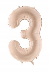 Party Deco Fólia Léggömb 3-AS Szám, Bézs