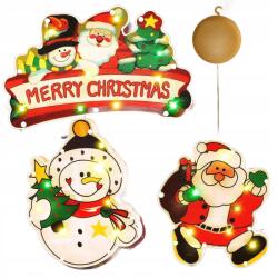  3x Karácsonyi Led Ablakdísz, Színes, Elemes (307548226)