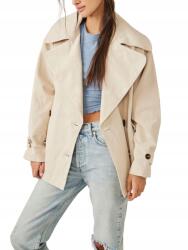 Free People Bézs kabát, Size XL, 100% pamut, hosszú ujjú, gombokkal (553625)