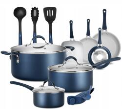  Edénykészlet Serpenyők Konyhai Eszközök Edények Indukciós Gáz 14 Részes (NCCW14SBLU)