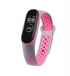  Xiaomi Szíj MI Band 3/4 Perforált Szürke-rózsaszín Csere (Opaska Zamienna Pasek do Xiaomi Mi Band)