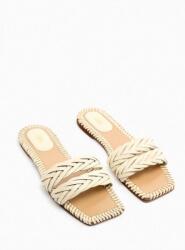 ZARA lapos bőr flip-flop papucs, Size 36, ekrü (566148)
