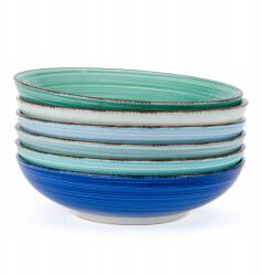 porcello Salátás tálak kerámia kő tálak Azure Aura 23, 5 cm x 6 db (Miseczki talerze na zupę)