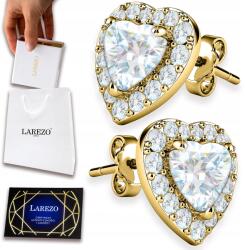 Larezo Arany fülbevaló Fehér szívek Kristály Szerelem stift Ezüst 925 (kolczyk 7mm miłość kryształowe serduszka love)