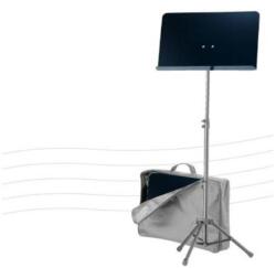 König & Meyer - KM-R37884 kottaállvány teli pulttal, teleszkópos oszloppal, hordtáskával, fekete - hangszerdepo