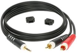 KLOTZ - Y kábel, JACK-RCA 1 m Klotz aranyozott 3, 5 JACK3 - 2xRCA csatlakozók PCU201-Z fekete kábel - hangszerdepo
