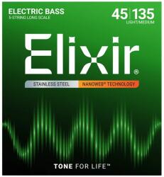 ELIXIR - NanoWeb Stainless Steel 45-135 Light/Medium 5-húros basszusgitár húrkészlet - hangszerdepo