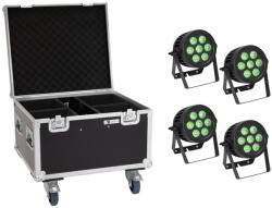 EUROLITE Set 4x LED IP PAR 7x9W SCL Spot + Case with wheels