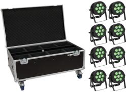 EUROLITE Set 8x LED IP PAR 7x8W QCL Spot + Case with wheels