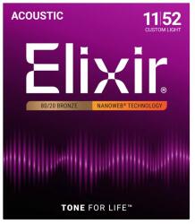 ELIXIR - 011 - 052 NanoWeb 80/20 Bronze Custom Light Akusztikus gitárhúr