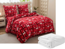  Velvet Christmas piros mikroplüss ágyneműhuzat szett + SOFT mikroplüss lepedő 90x200 cm fehér, egyszemélyes