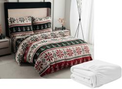  Mikroplüss ágyneműhuzat szett FROSTED CHRISTMAS színes + mikroplüss lepedő SOFT 90x200 cm fehér, egyszemélyes ágyhoz