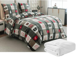  Mikroplüss ágyneműhuzat szett CHRISTMAS SOCKS zöld + mikroplüss lepedő SOFT 180x200 cm fehér, kétszemélyes