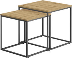  2 db-os QUADRO konferencia asztal szett, tölgy artisan dekor