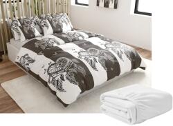  Mikroplüss ágyneműhuzat szett TIRSO szürke-fehér + mikroplüss lepedő SOFT 90x200 cm fehér, egyszemélyes ágyra