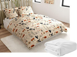  Mikroplüss ágyneműhuzat szett PAPAVA krém színű + mikroplüss lepedő SOFT 180x200 cm fehér, franciaágyhoz