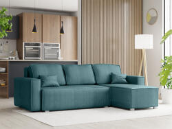  Petrolkék sarokkanapé SMART COSARO, kétoldalas + 2 párna INGYEN Poso 125