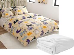  Mikroplüss ágyneműgarnitúra PURRSLEEP bézs + mikroplüss lepedő SOFT 180x200 cm fehér, franciaágy