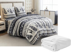  Mikroplüss ágyneműhuzat szett WINTER DEER szürke + Mikroplüss lepedő SOFT 90x200 cm fehér, egyszemélyes