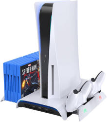 KiwiHome Kiwi Home PB01 ventilátoros állvány és dokkoló PS5 (fehér) (PB01/White/HJT-422)