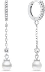 Brilio Silver Bájos ezüst fülbevaló cirkónium kövekkel és gyöngyökkel EA989W