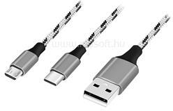 LogiLink USB 2.0 kábel, USB-A/M - Micro-USB + USB-C, fehér/fekete, 1, 2 m (LOGILINK_CU0202) (LOGILINK_CU0202)
