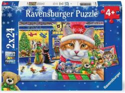 Ravensburger 2 x 24 db-os puzzle - Karácsonyi cicák (12004059) (12004059)