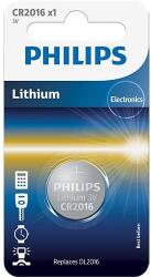 Philips CR2016/01B Lítium 3.0V gombelem, 1 buborékfólia (20, 0 x 1, 6) (CR2016/01B)