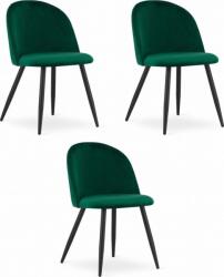  BELLO szék - bársonyos zöld / fekete lábak x 3